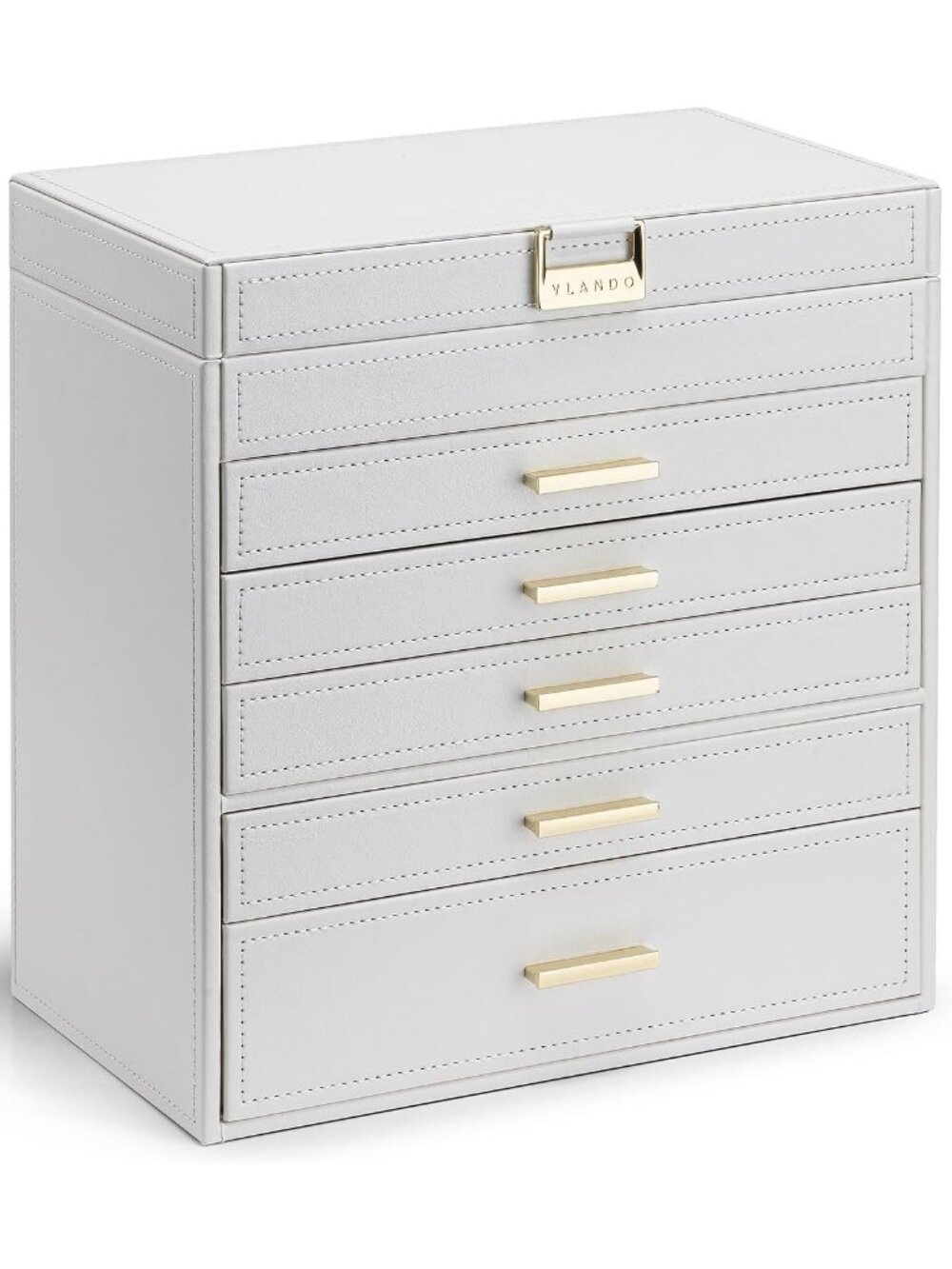 6-Layer Large Jewelry Box Organizer - Elegant Storage for Necklaces, Rings